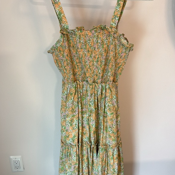 ModCloth | Orange & Pink Floral Charming Chance Encounters Milkmaid Boho Maxi - Picture 8 of 9